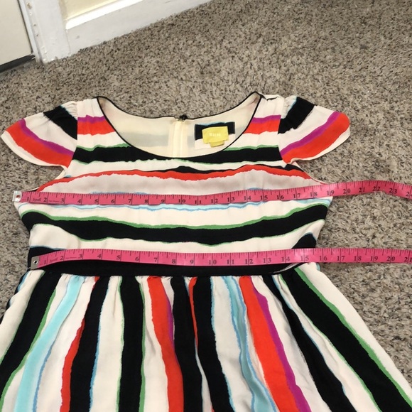 Anthropologie Maeve Peralta Dress Size 10 Cream Blue Colorful Striped - Picture 10 of 12
